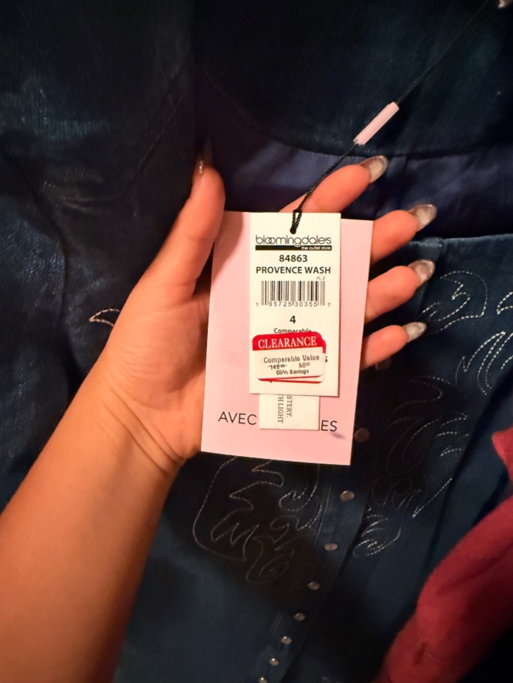 Avec Les Filles Western Embroidered Long Sleeve Denim Minidress - Picture 6 of 7